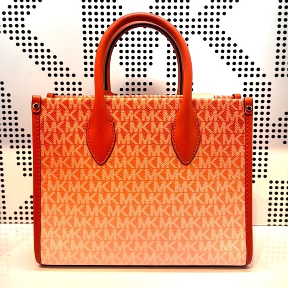 Michael Kors Mirella Small Ombré Signature Logo Crossbody Bag Red Clay - Picture 7 of 9